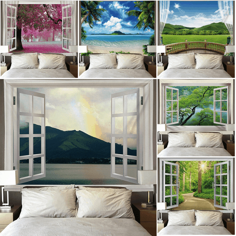 Peinture murale, impression numérique, tissu de fond, tissu suspendu pour chambre à coucher, tapisserie, chevet de style fenêtre_voghion.com