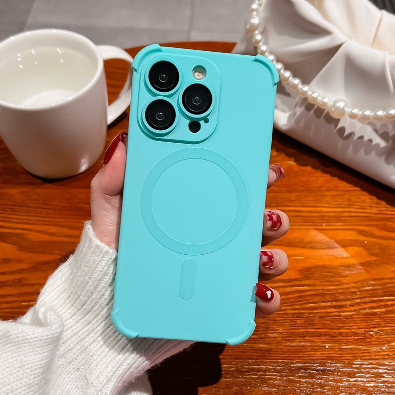Funda para teléfono móvil iPhone 17 PRO, con airbag líquido, succión magnética en las cuatro esquinas, película protectora para la lente de Apple 14, funda protectora de cobertura total