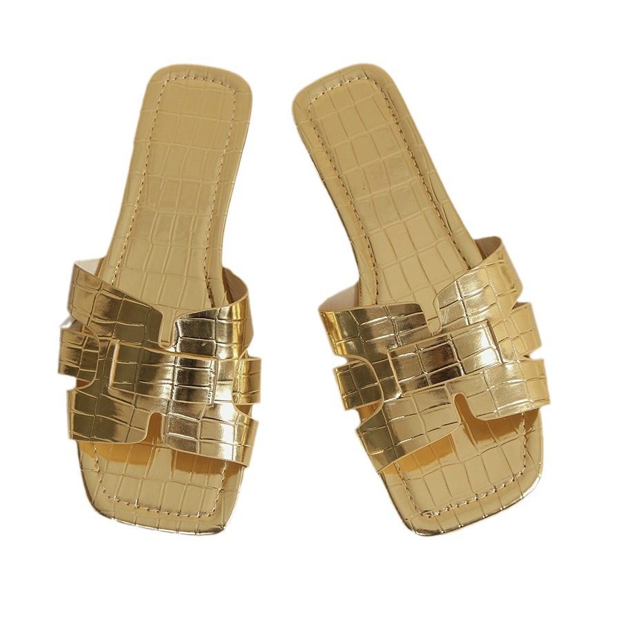 Slippers Korean solid color flat slippers for women European and American foreign trade square head breathable slip on home slippers for women_voghion.com