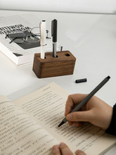 轻奢高级感胡桃木笔筒办公桌面钢笔签字笔铅笔收纳架创意笔插实木