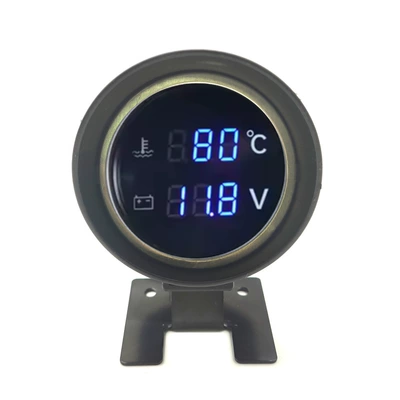 Cannon type water temperature voltmeter two-in-one combination table circular 12V24V automobile truck excavator engineering vehicle universal (automobile instrument) - blue-10mm-water-temperature-sensor