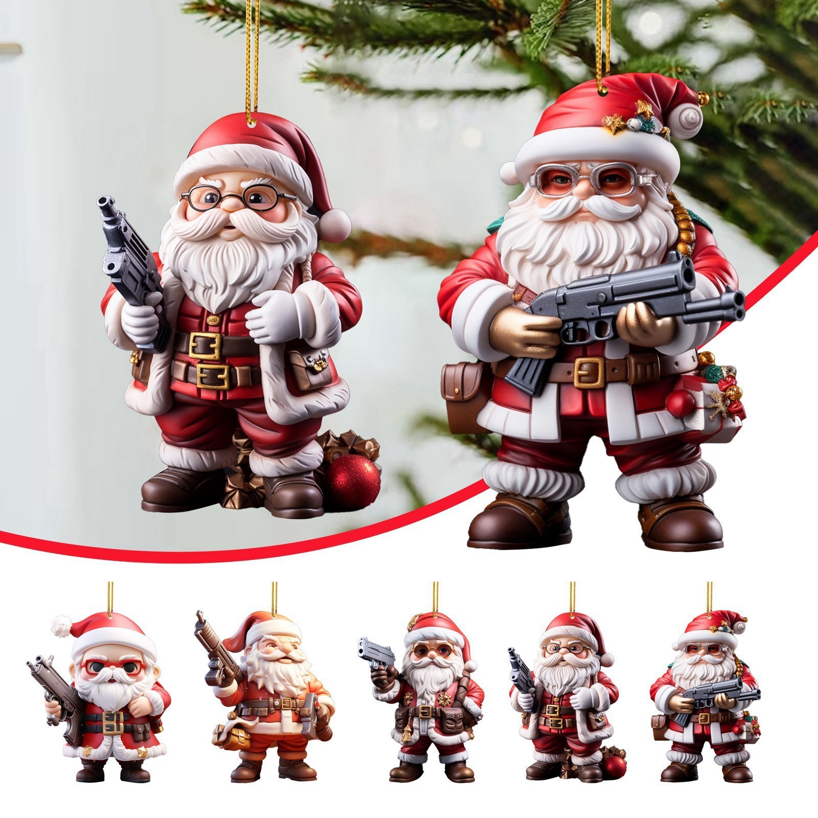 Navidad creativa nuevo estilo dominante Santa Claus colgante acrílico plano transfronterizo colgante espejo retrovisor de automóvil image 1