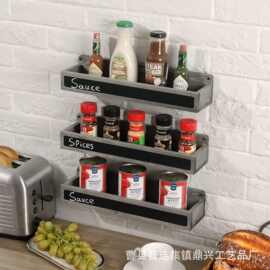 木制壁挂式调料架厨房墙面香料番茄酱整理架带小黑板多层装饰架