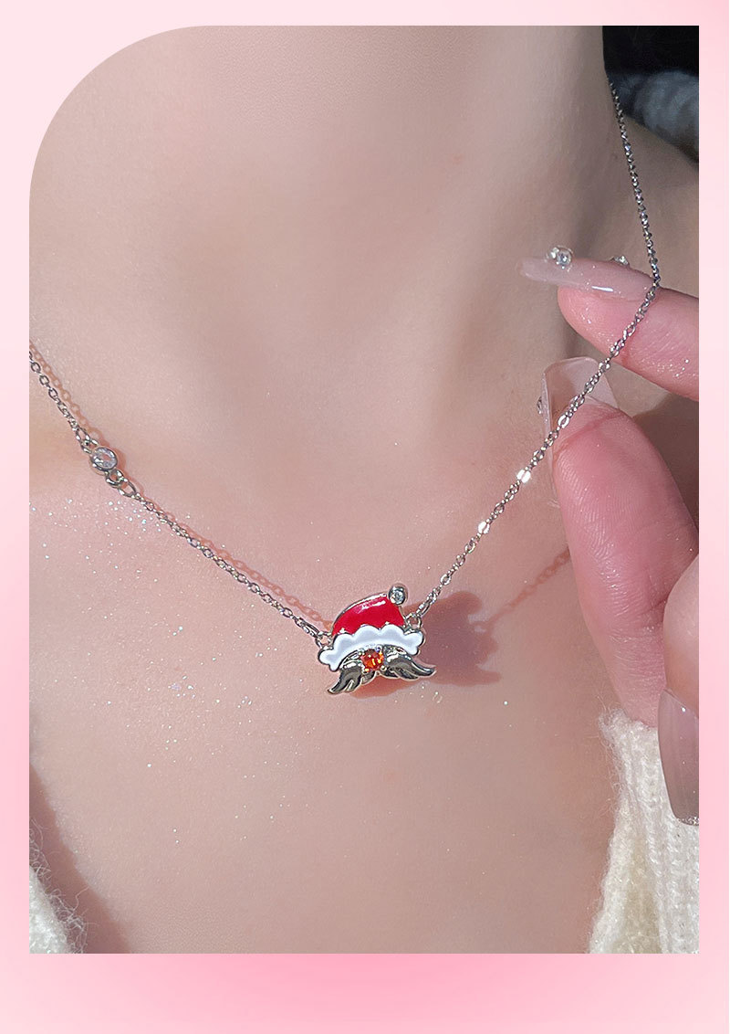 Collier original du Père Noël, bijoux pour femmes, niche de luxe légère, chaîne de clavicule en acier inoxydable, cadeau de Noël, pendentif, accessoires_voghion.com
