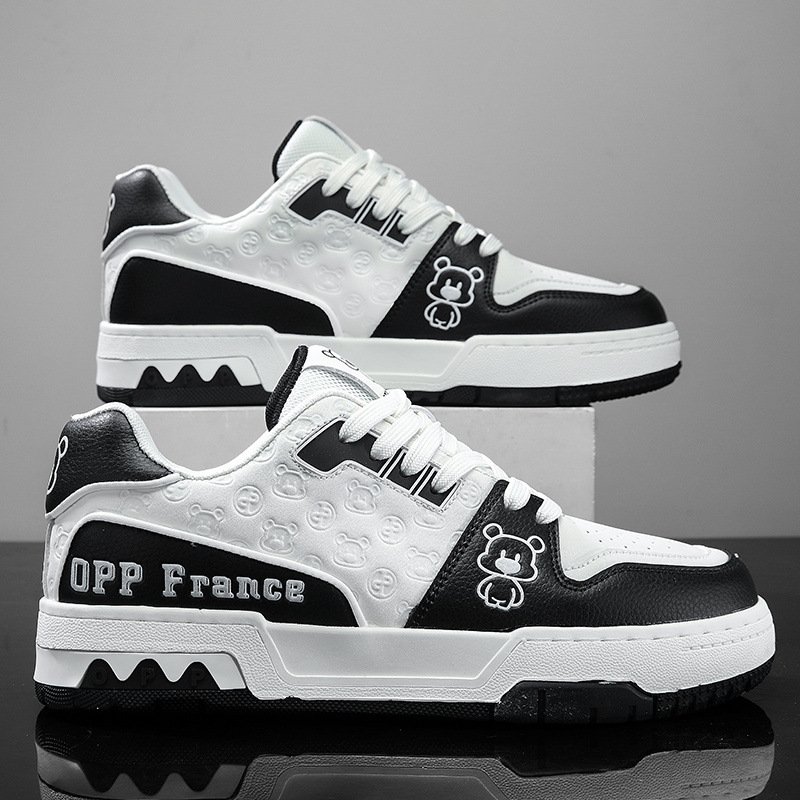 OPP violento blanco y negro panda mostrador zapatos de cuero genuinos zapatos de lujo ligero zapatos de mujer de moda ligero versátil zapatos de skate de altura baja