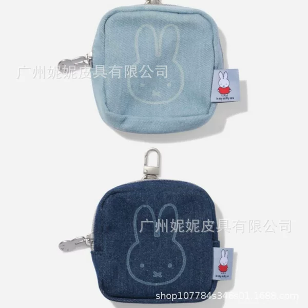 In-Stock New Cartoon Cute Rabbit Denim Makeup Bag Coin Purse Portable Sanitary Napkin Storage Pouch for Girls