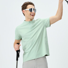 迪家户外运动t恤男士速干大码短袖半拉链POLO衫健身训练服网球服