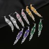 Advanced fashionable earrings, long silver needle, accessory, light luxury style, high-quality style, flowered, silver 925 sample