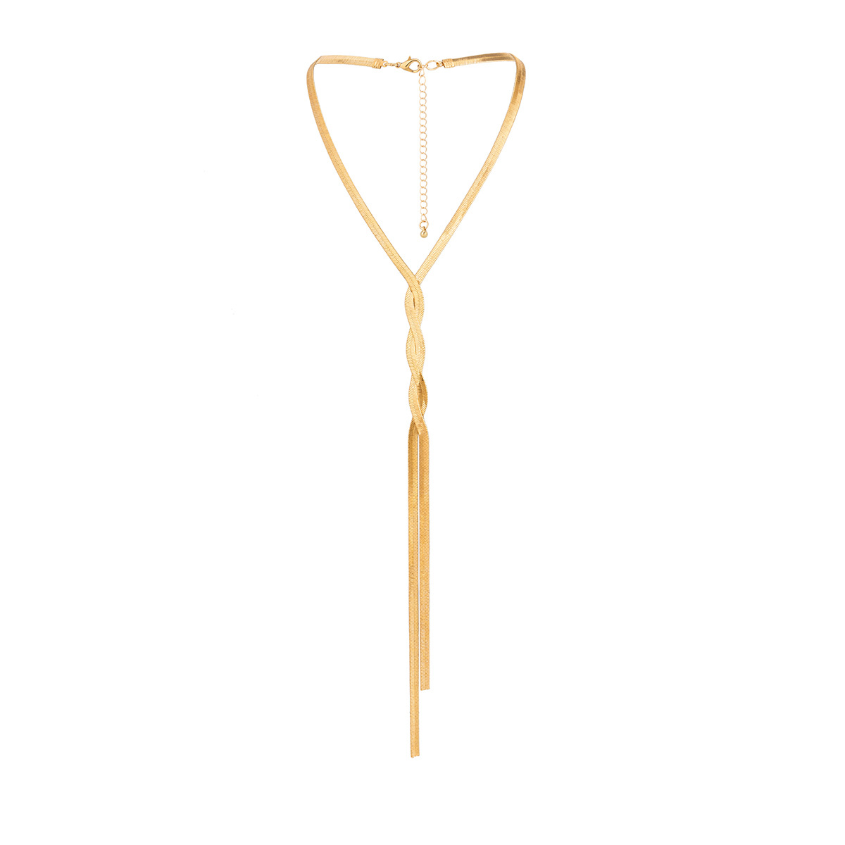 Collana girocollo lunga minimalista per donna Collana a spina di pesce Collare con nappa Catena in osso di serpente per collana a Y a strati Lariat per regali per donne e ragazze_voghion.com