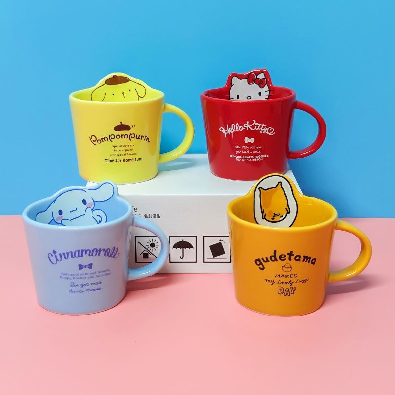 MINISO famosa serie de productos de calidad Sanliogou, tazas de cerámica para perros, tazas de marca para parejas, tazas de agua, dibujos animados lindos