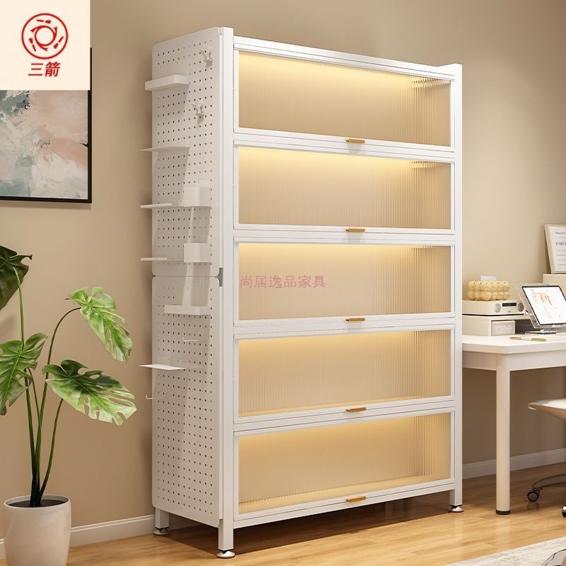 三箭住宅钢制防尘书柜儿童置物柜翻盖储物柜家用客厅展示柜置物架