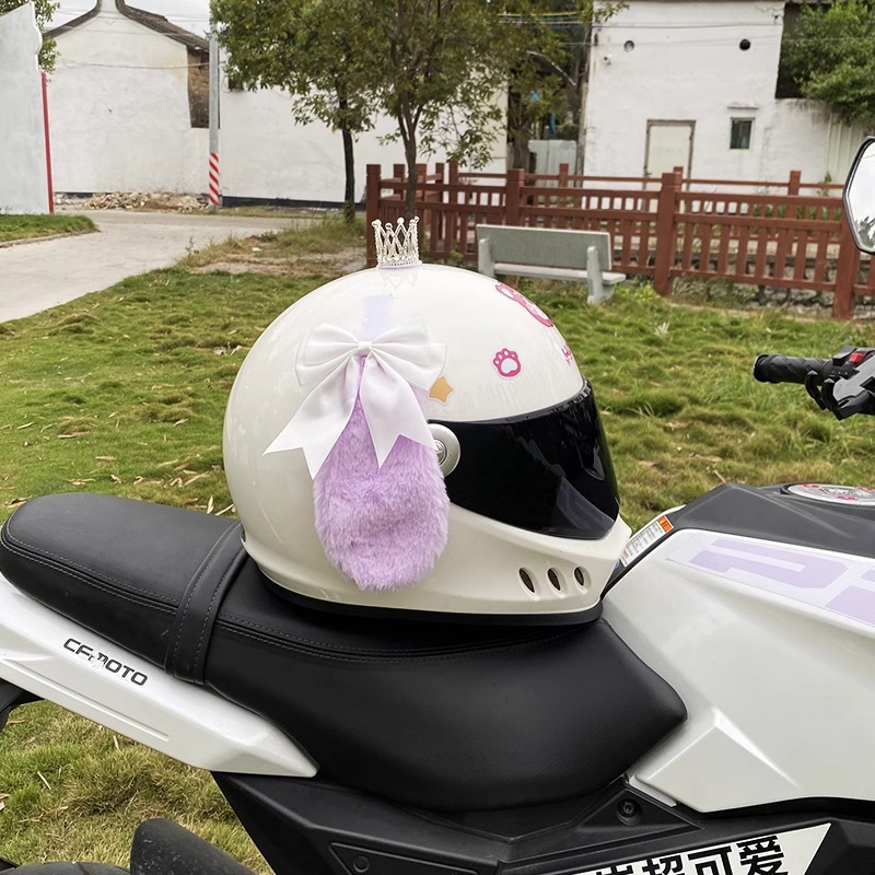Helmet Accessories Motorcycle Electric Universal White Bowknot Plush Ears
