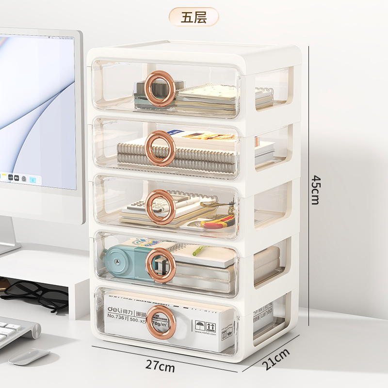 Luz de lujo tocador caja de cosméticos producto de cuidado de la piel estante de almacenamiento caja de almacenamiento de cosméticos cajón transparente estante de almacenamiento de escritorio