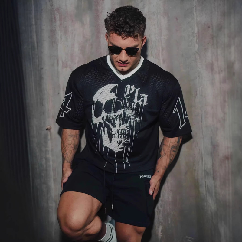 Youngla American-Style Summer New Men's Tight-Fitting T-Shirt Jogger Sports Fitness Running Training Quick-Drying Short-Sleeved Shirt