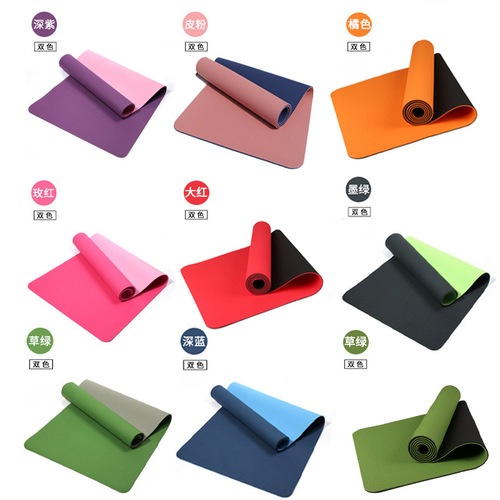 TPE yoga mat with widened and thickened single-color 6/8mm fitness mat for women's training, fitness exercise, home use, anti-slip pad