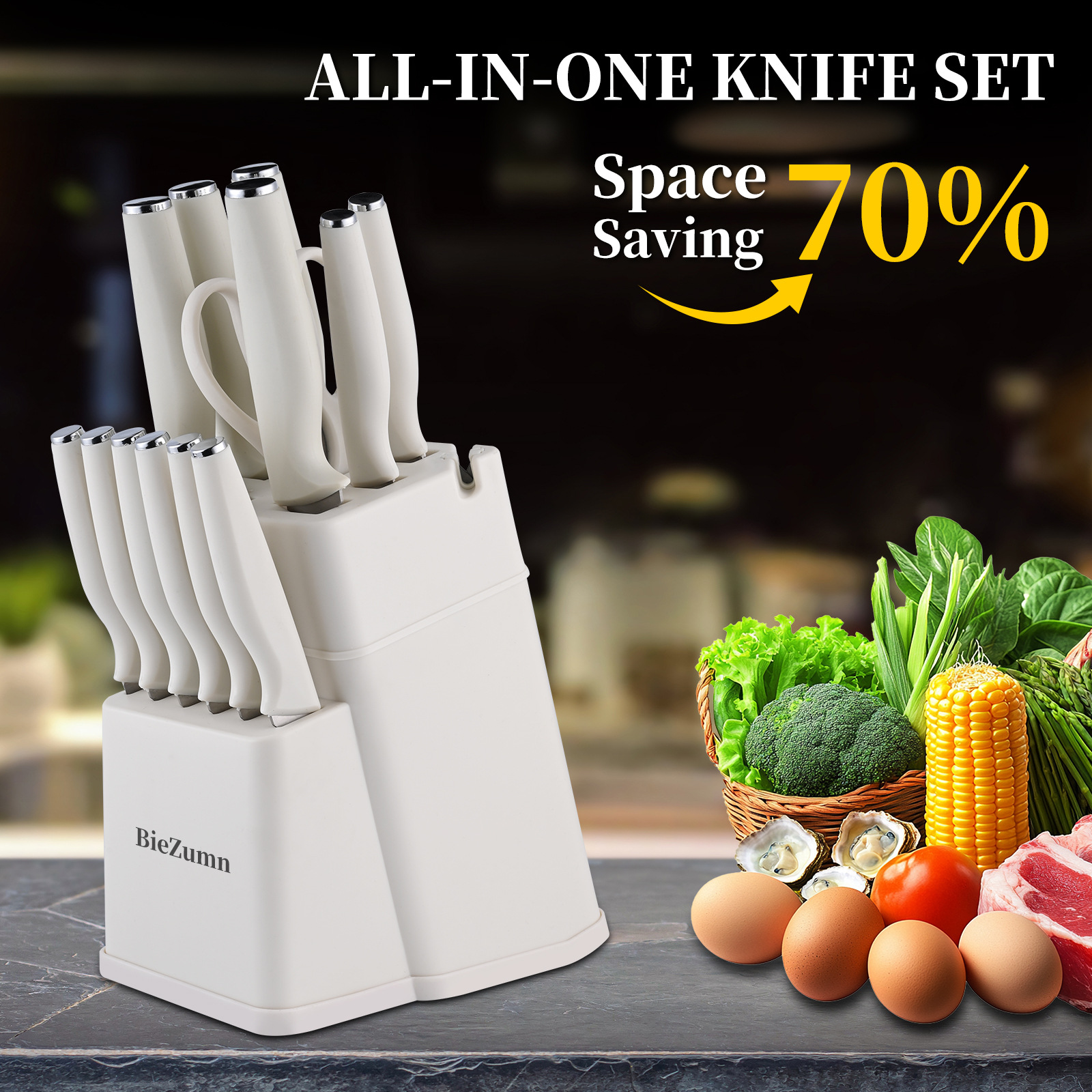 Cross-Border Spot Kitchen Knife 15-Piece Set Household Chef's Knife Fruit Knife Cutting Board Knife Holder Combination Set Knife Gift Box