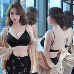 9361U型大漏背厚杯4CM显大小胸聚拢内衣女美背外扩型吊带烫钻文胸