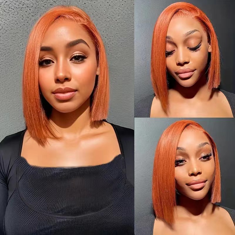 Trans-nivel damas europeas y americanas moda lindo Bob Bobo cabeza wigs encaje delantero pelo corto liso peluca de fibra química