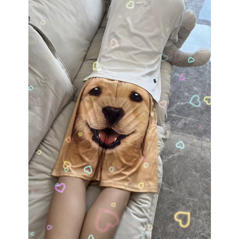 Golden Hair Shorts Men's Pajamas Casual Pants Fashion Couple Funny Cute Internet Popular Dog Sports Pants Quick-drying