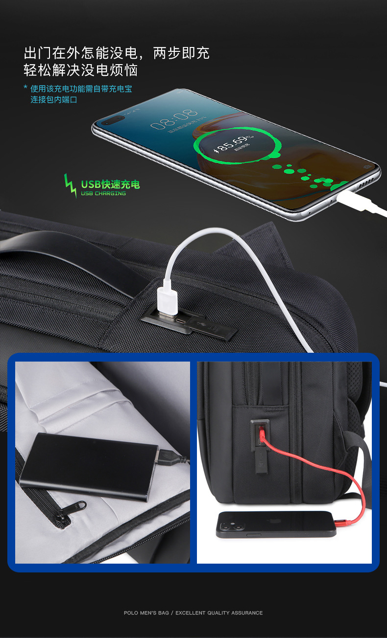 Travel men's backpack, premium fashion women's backpack, trendy business waterproof laptop bag, large capacity nylon school backpack