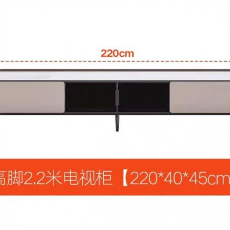 意式轻奢马鞍皮岩板圆形茶几电视柜小户型客厅大小圆实木茶几组合|undefined