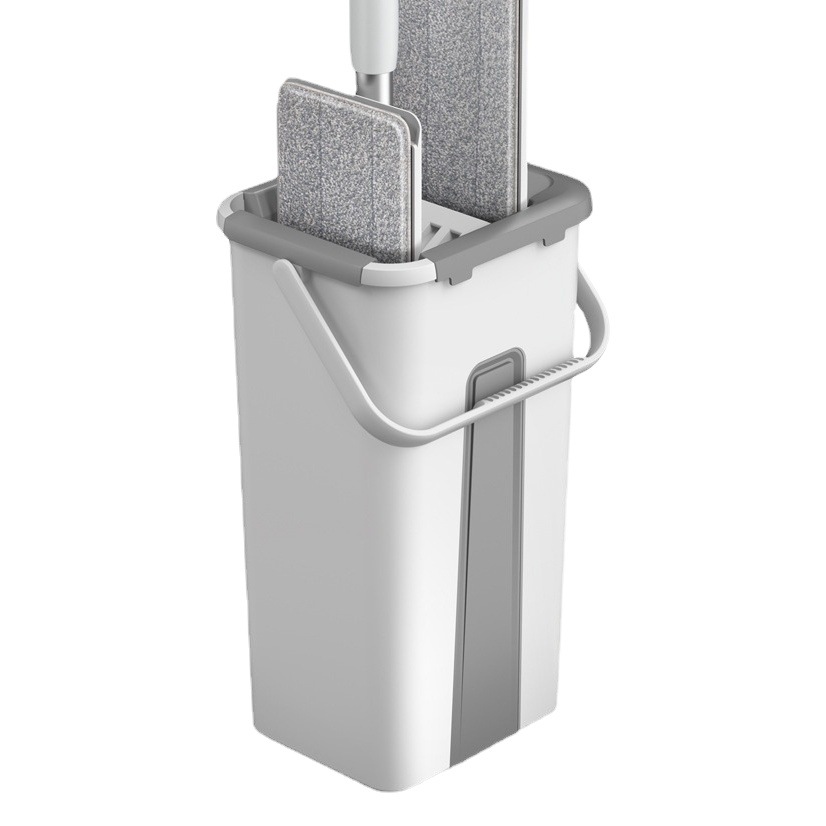 Fábrica al por mayor nuevo lavado a mano libre hogar fregona plana ahorro de mano de trabajo fregona perezosa cubo húmedo y seco de doble uso fregona perezosa