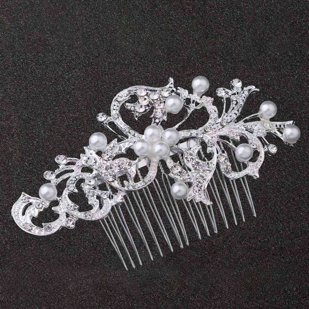 Braut Perlentischkamm Aus Metall Hochzeitsfrisur Haarschmuck_voghion.com