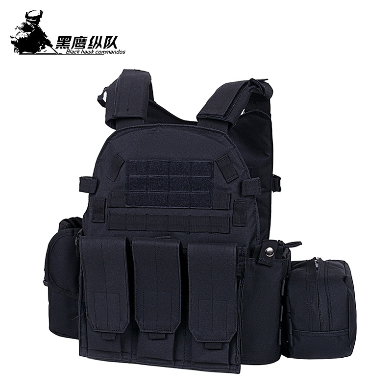 MOLLE anfibio de entrenamiento ligero multifuncional chaleco táctico negro 6094 desmontaje rápido chaleco táctico de combate al aire libre