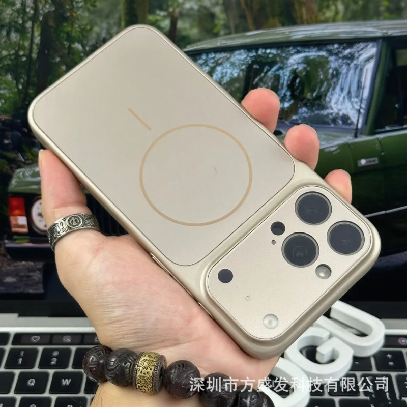 适用苹果17promax手机壳大视窗磨砂玻璃磁吸细圈iPhone16保护套薄|undefined