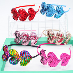 European and American cross-border sweet shiny heart hairband creative children's headband festival accessories fabric headwear
