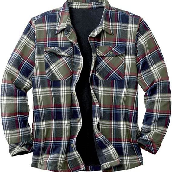 Herrenoberbekleidung 2024 neue langärmelige Revers karierte Fleecehemd Herrenjacke_voghion.com