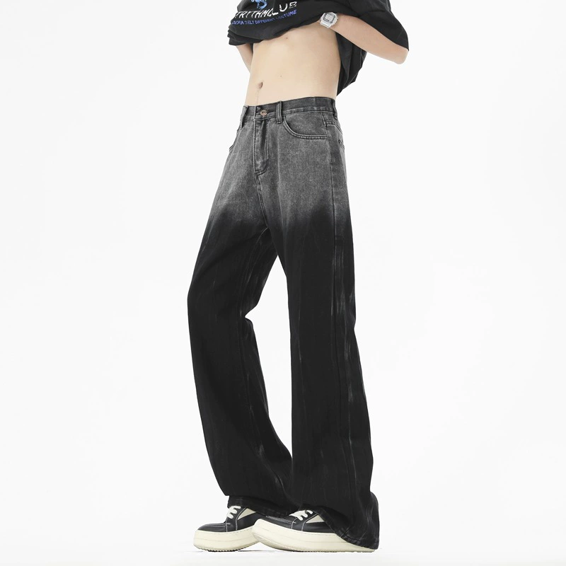 Autumn jeans, мужские брюки в ретро-стилистике, американский стиль, градиент, оверсайз, свободный прямой крой
