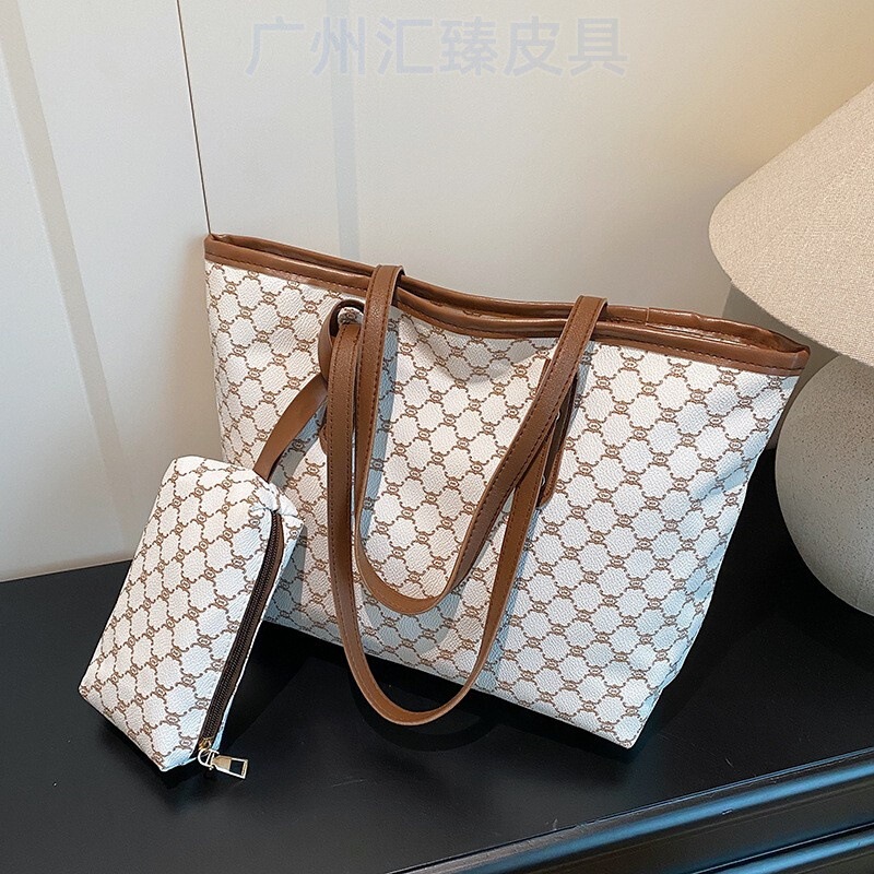 Retro Printed Large Bag 2025 New Trendy and Beautiful Korean Style Women's Bag Shoulder Bag Work Clothing Large Capacity Tote Bag Cross-Border