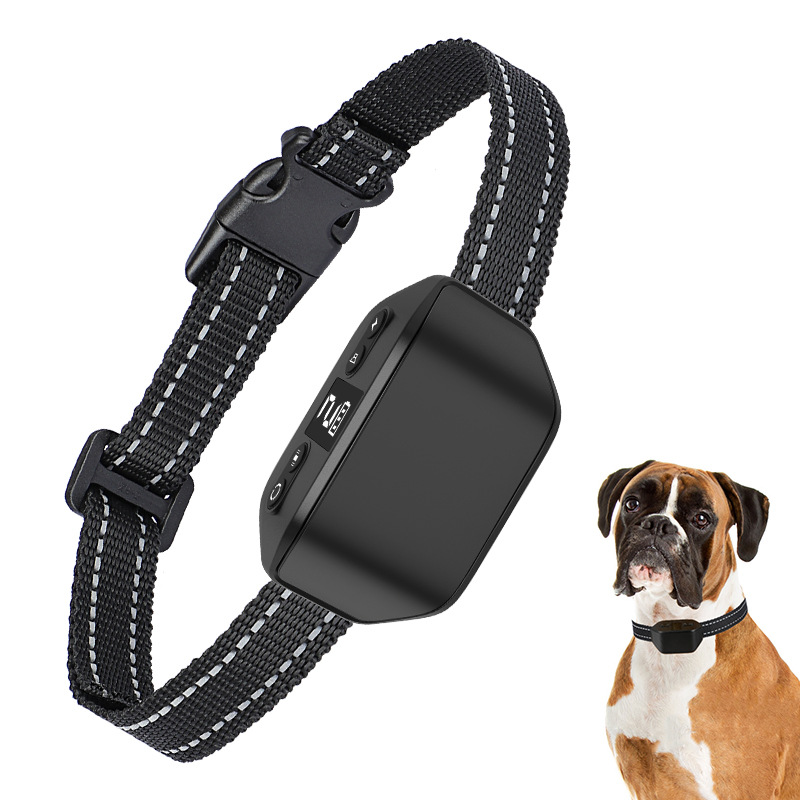 跨境新款止吠器声音震动电击智能宠物训练项圈防狗叫训狗器止吠器