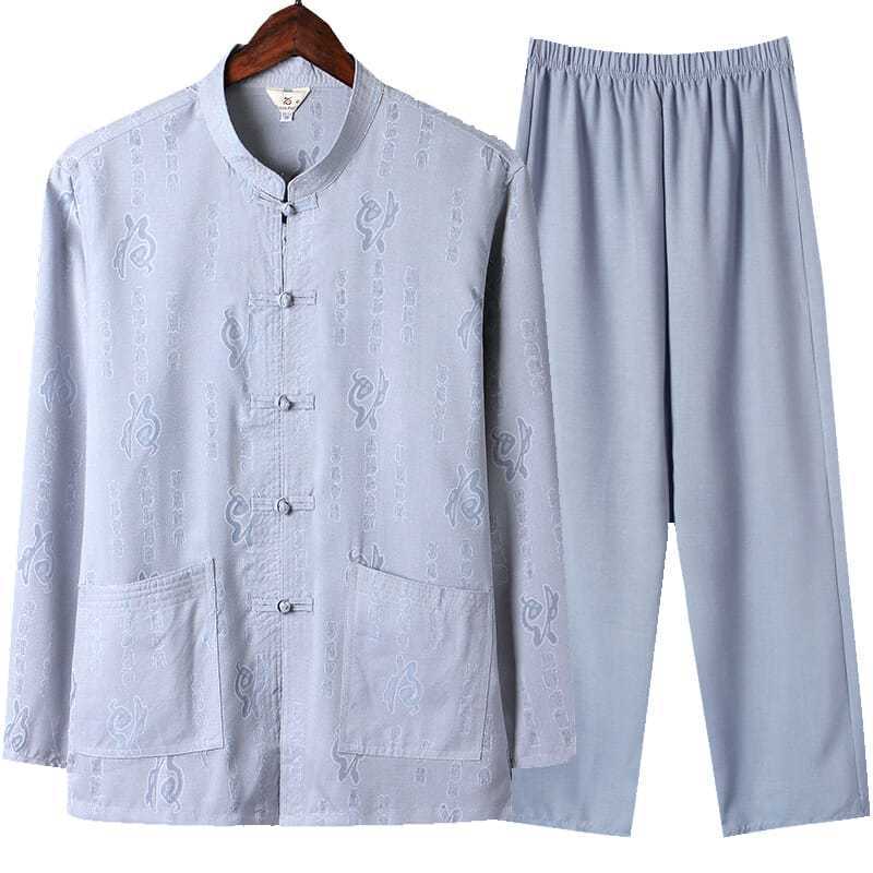 老人爷爷衣服夏季中老年唐装男中国风长袖套装休闲宽松爸爸薄外套