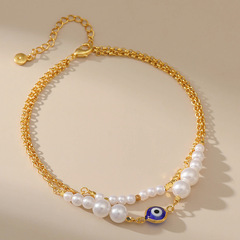 Exclusive Cross-Border Supply: Middle Eastern and Turkish Eye Accessories Foot Chain, Copper Plated 18K Real Gold Handmade Pearl Accessories