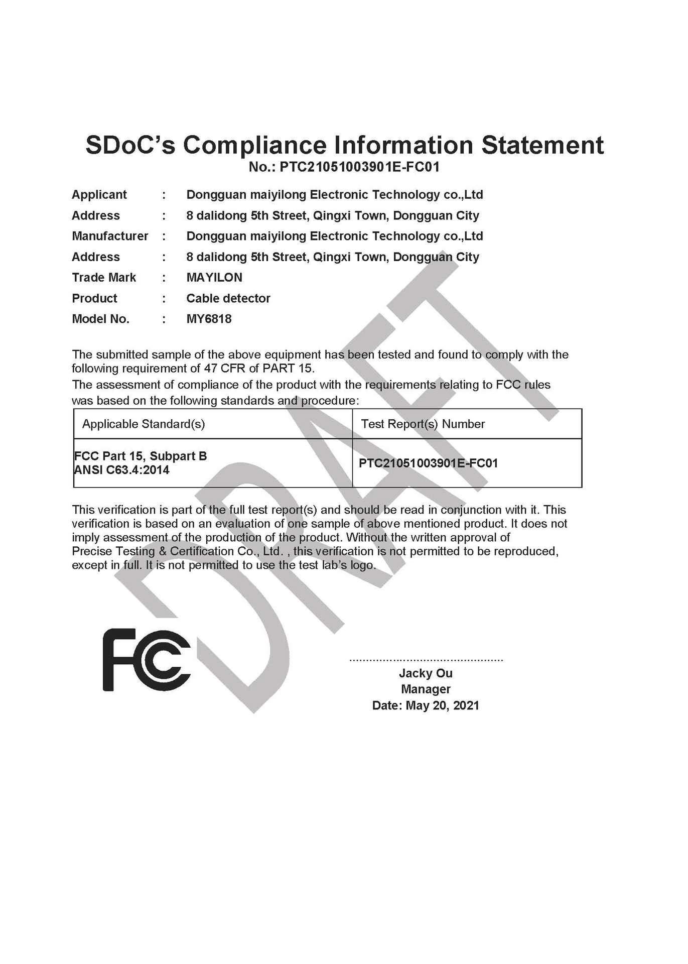 PTC21051003901E-FC01 FCC&