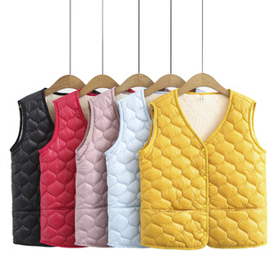 Large Size Women's Clothing Small Fresh Solid Color Lightweight Fleece Liner Waistle All-match Short Inner Wearable Vest Vest 801009