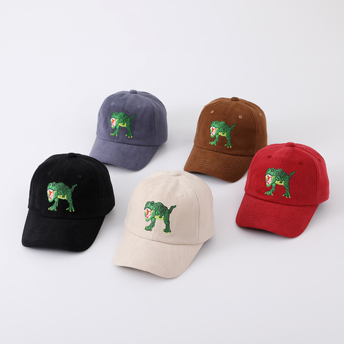 Cartoon Tyrannosaurus Rex Children's Hat for Boys and Girls, Velour Duckbill Hat, Spring and Autumn New Style, Sunshade Hat, Sun Protection Baseball Hat