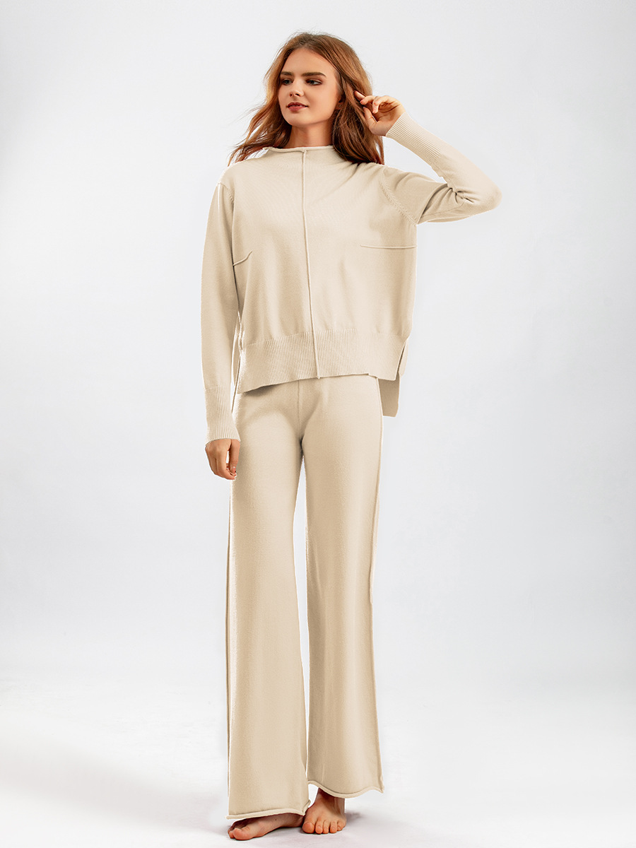924g Weight Long Sleeve Sleeve Length Viscose Fabric Type Pant Co-ord Set Sets Type 2 Pieces Set Quantity Daily Occasion Round Neck Neckline Comfort Function Regular Fit Fit Type Solid Color Pattern Autumn Season Women's Gender Vacation Style Daily Women's Vacation Solid Color Viscose Pant Co-ord Set Pants Sets 1