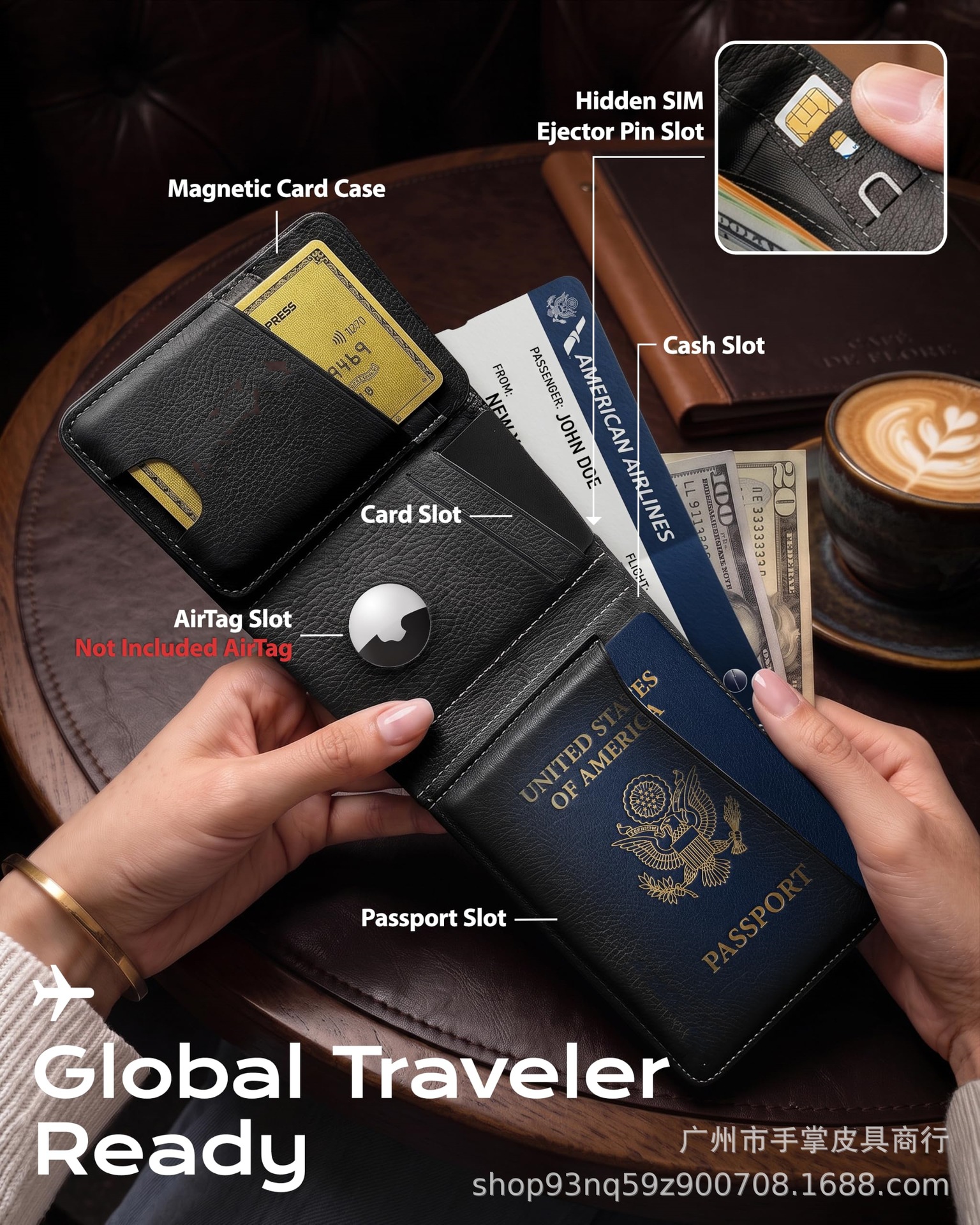 Reisepass-Tasche Reise Airtag-Ortung multifunktional