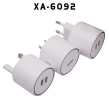 批发圆形充电器塑胶外壳双USB单USB欧美英插头充电器外壳PC注塑壳