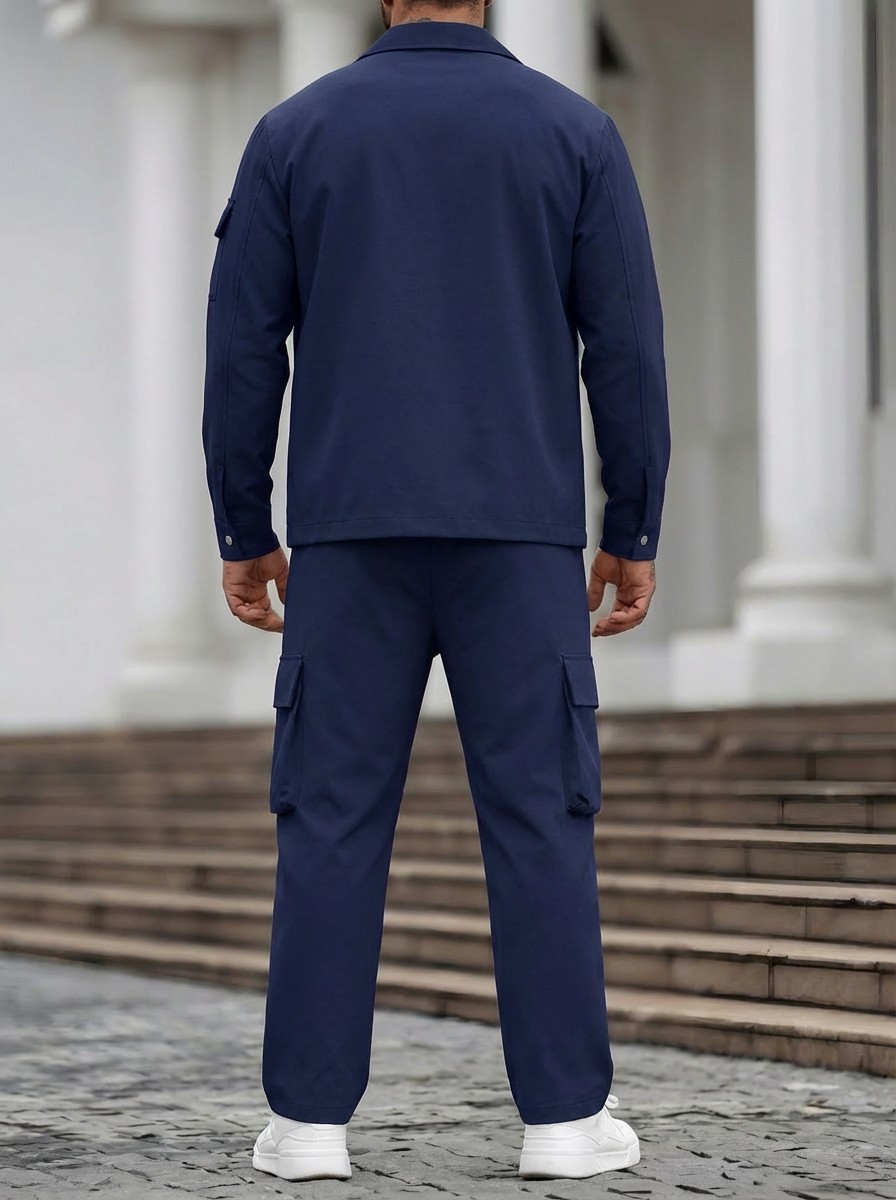 Monochrom Herren Workwear Jacken Set Für Frühling Und Herbst_voghion.com
