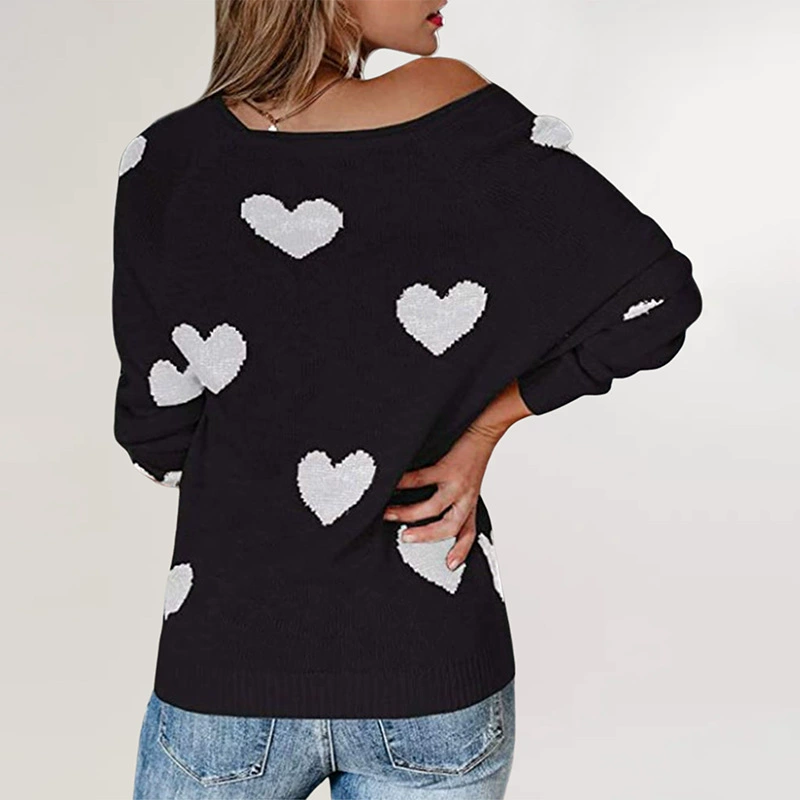 ( торговля), полупальто свитер плотность demi-season knitted sweater для Дня Святого Валентина, свободный крой, европейский стиль