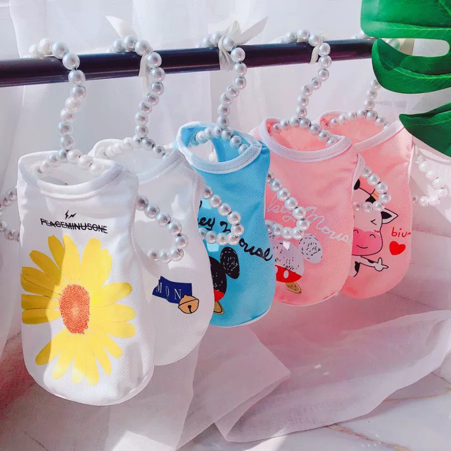 Собачий жилет летний новый питомец дышащий птичий глаз кошачья одежда милые фрукты тонкий прохладный костюм на месте