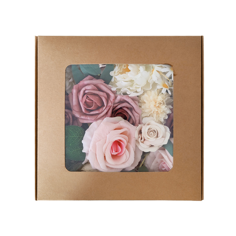 亞馬遜熱銷仿真花永生花禮盒花盒DIY手捧花籃婚禮訂婚派對(duì)禮物