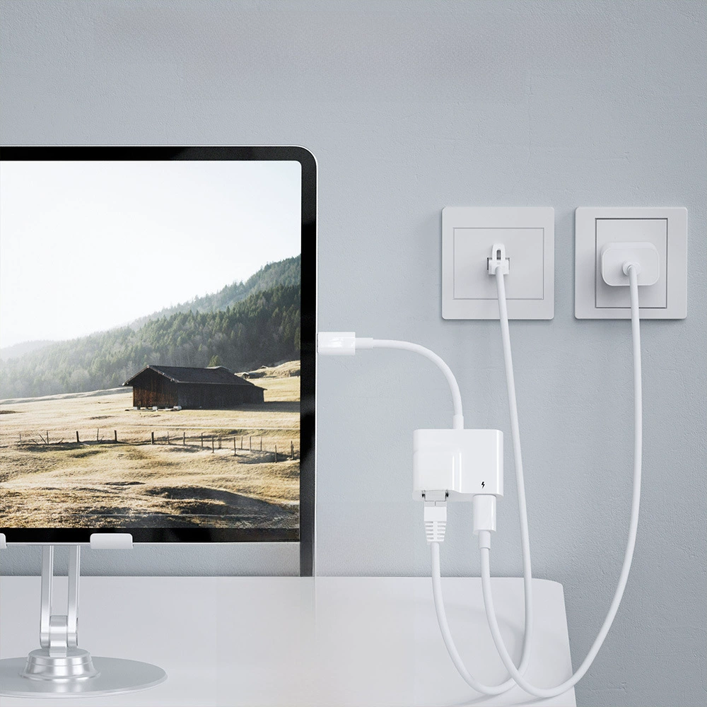 Тип C RJ45 ротор Ethernet преобразователь 100 Зиза сеть PD60W быстрая зарядка сетевой кабель ротор заголовок