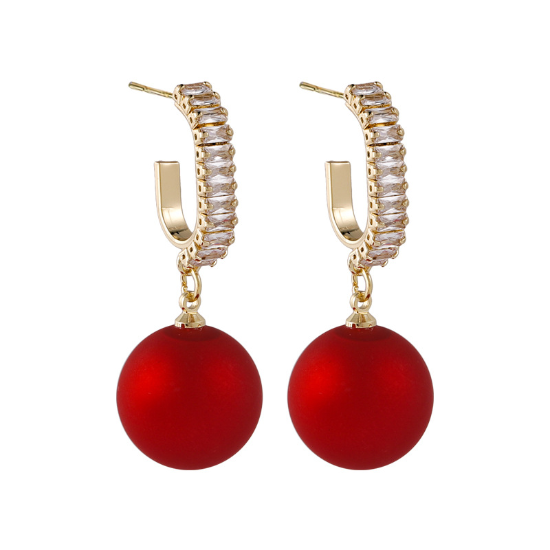 New Red Bead Petal Tassel Earrings display picture 6