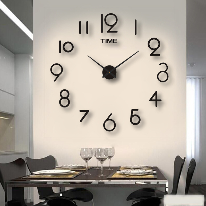 Manufacturer Supplies Amazon Creative Stereo Acrylic Wall Clock Simple Large DIY Clock Silent Wall Sticker Clock