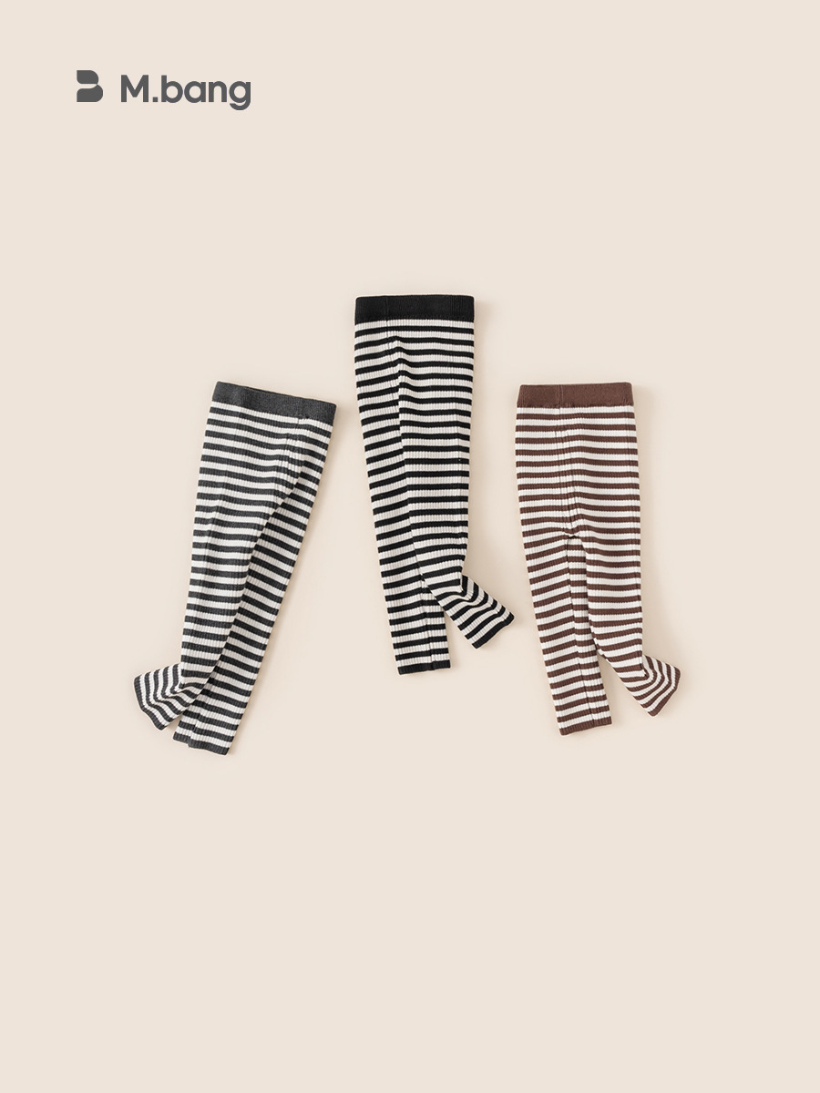 Youbao ropa para niños leggings a rayas para niñas 2024 otoño e invierno, pantalones largos de punto cálidos para niños, pantalones de todo fósforo para bebés femeninos